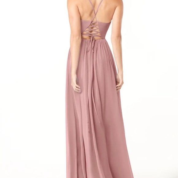 Azazie Aaide Dusty Rose A-Line Corset Chiffon Dress - Picture 2 of 7